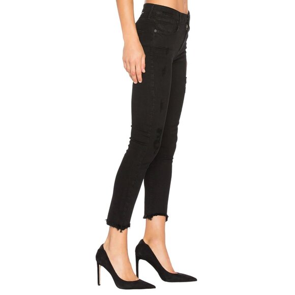 AGOLDE Sophie Crop High Rise Skinny Jeans Size 27 Washed Black Distressed - Picture 3 of 11